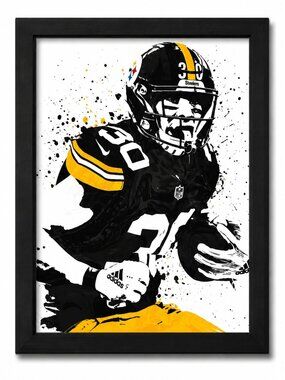 Pittsburgh Steelers James Conner #30 Splatter Art Framed Print